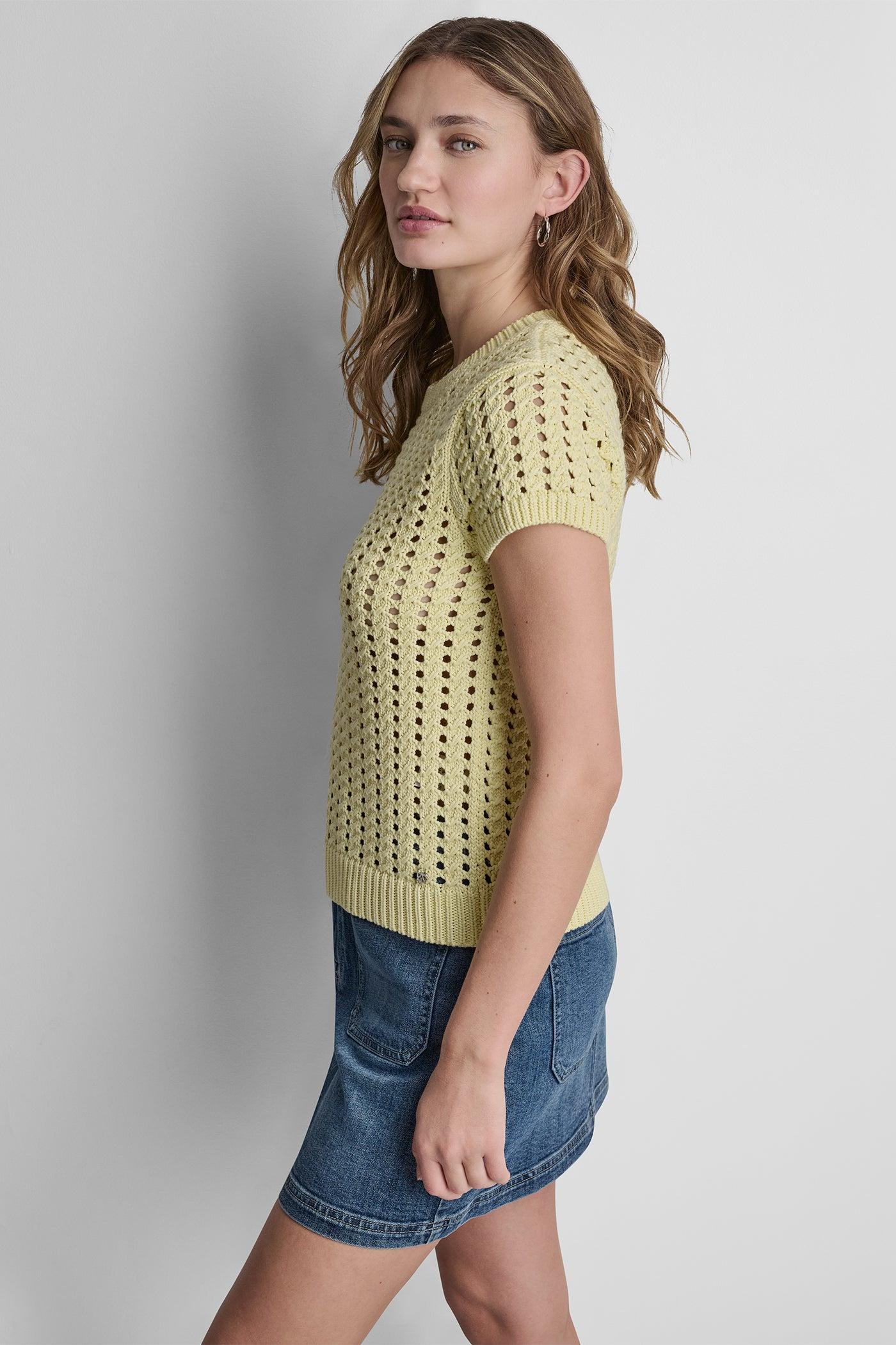 CHUNKY POINTELLE SHORT SLEEVE SWEATER Product Image