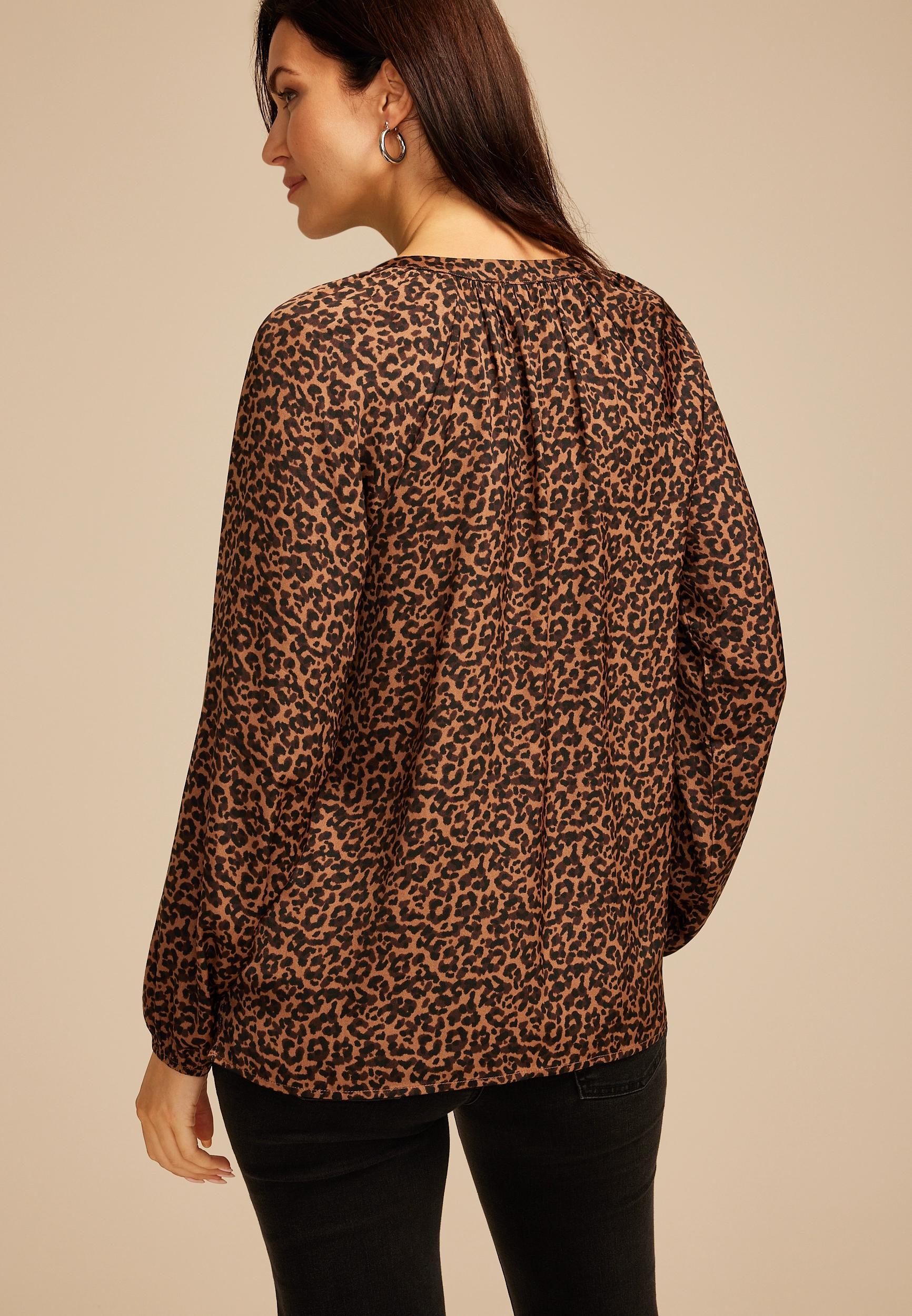 Leopard V Neck Blouse Product Image