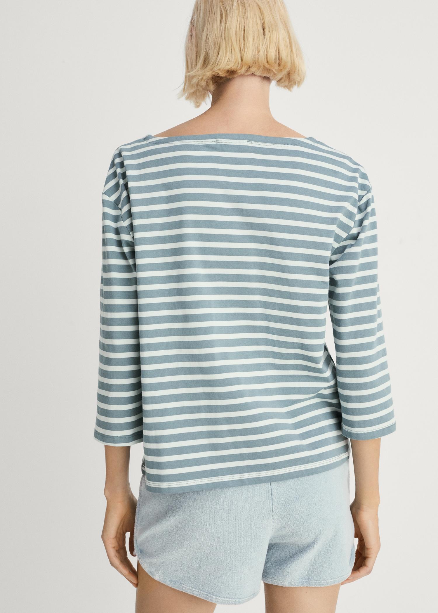 Woven cotton striped t-shirt - Women | MANGO USA Product Image