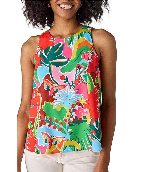 CROSBY by Mollie Burch Wynne Tropical Printed Crew Neck Racerback Tank Product Image