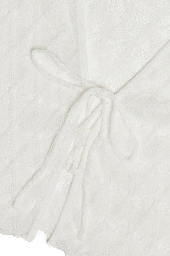 White Diamond Mesh Lace Up Top Product Image
