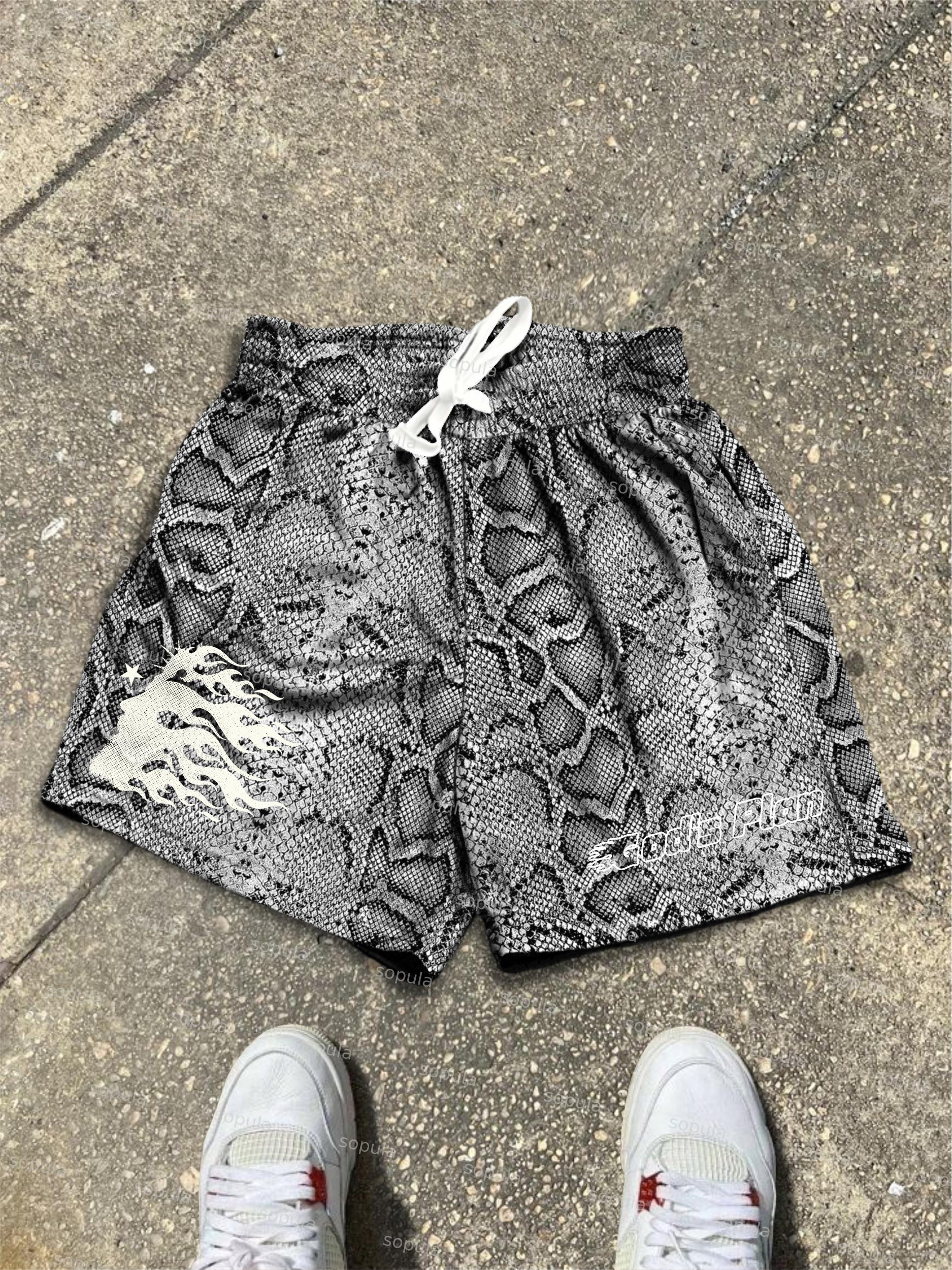 Sopula God's Plan Mesh Dot Snake Graphic Drawstring Shorts Product Image