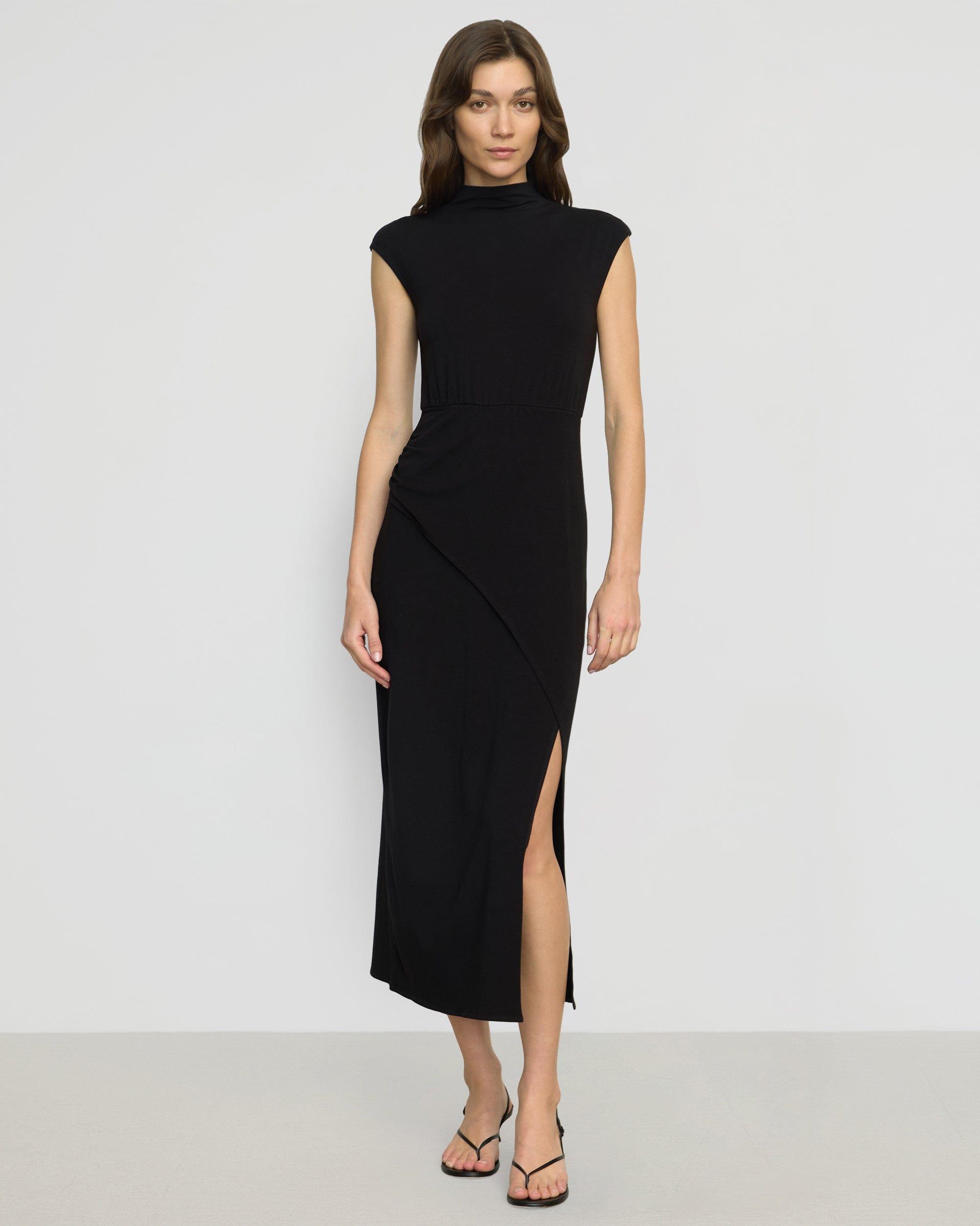 Yimei Mock-Neck Side-Slit Dress Product Image