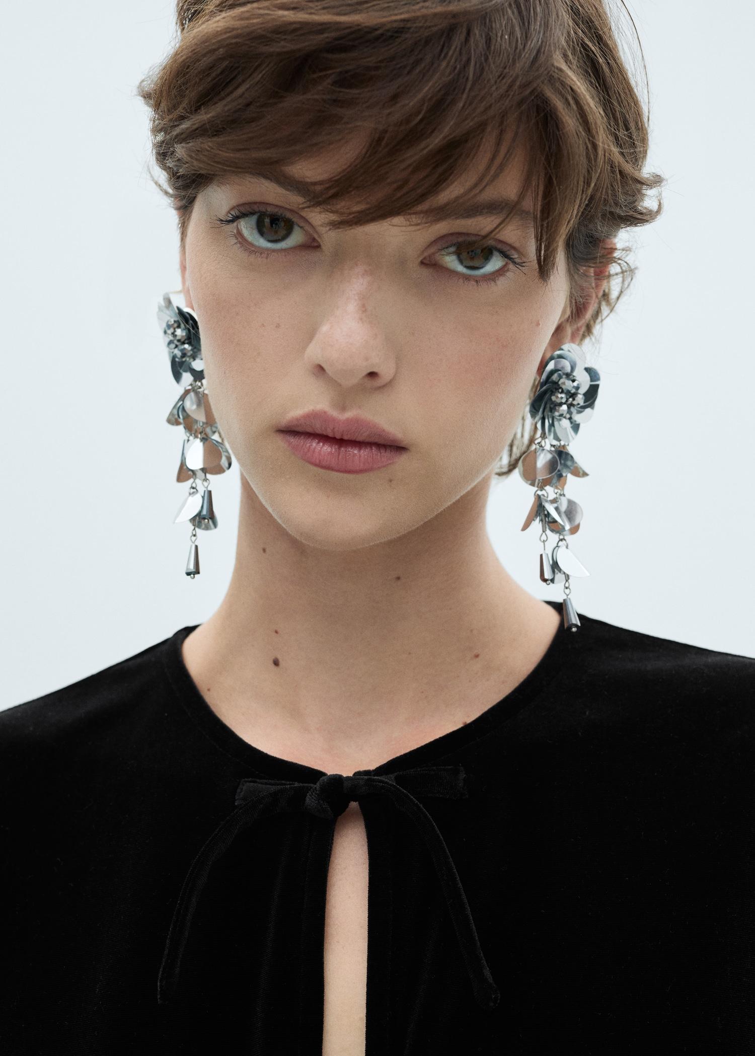 Velvet blouse with bows - Women | MANGO USA Product Image