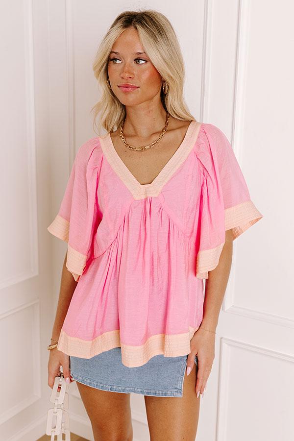 Blissful Smile Babydoll Top in Pink Product Image