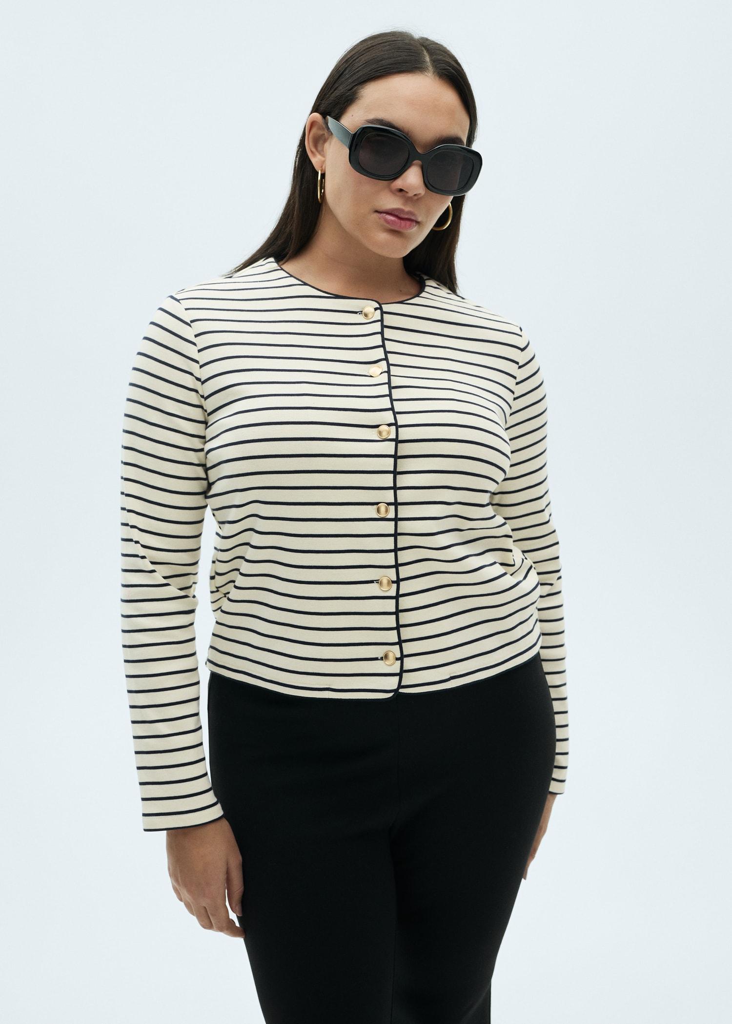 Stripped knit cardigan - Women | MANGO USA Product Image