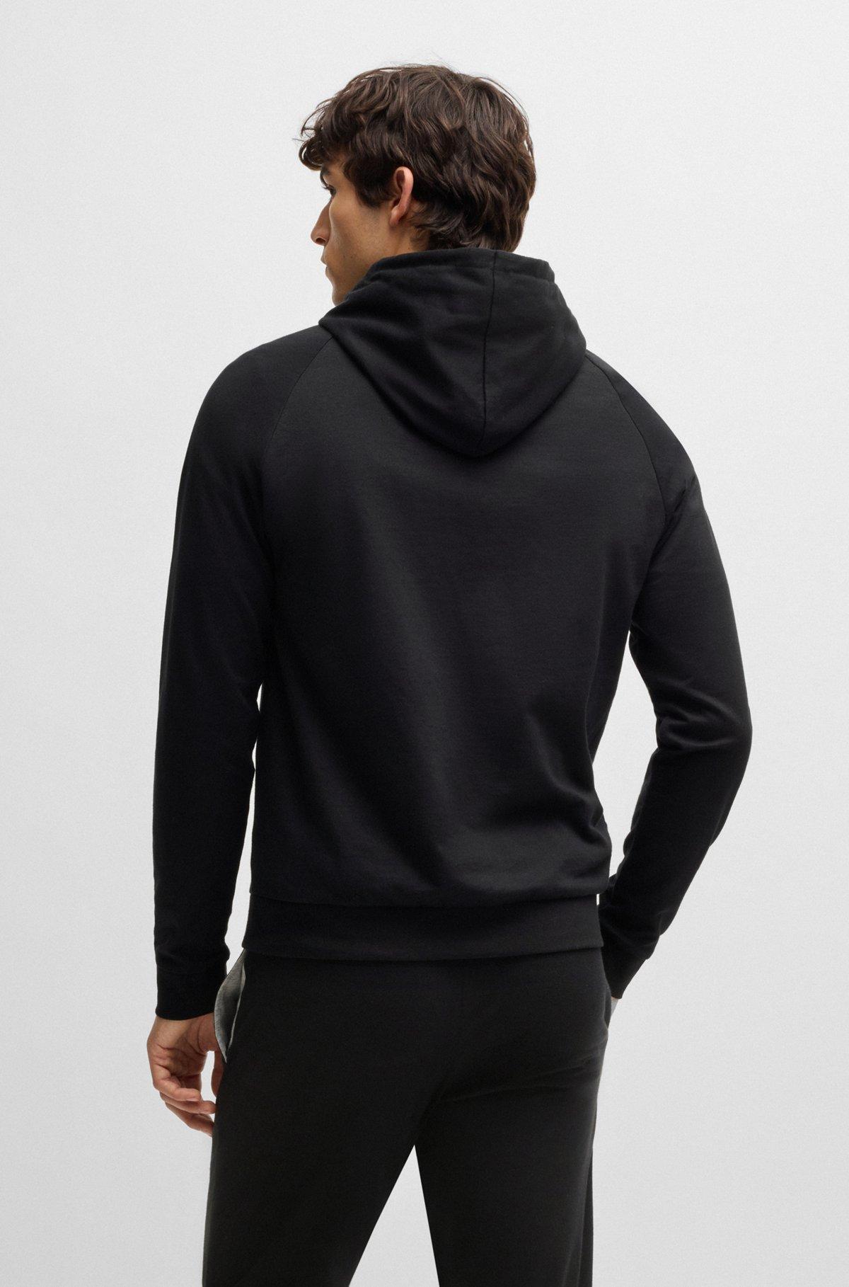 BOSS - Cotton-terry zip-up hoodie with logo print - Black Product Image