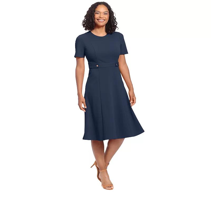 Women's London Times Solid Side Tab Fit & Flare Dress,  Product Image