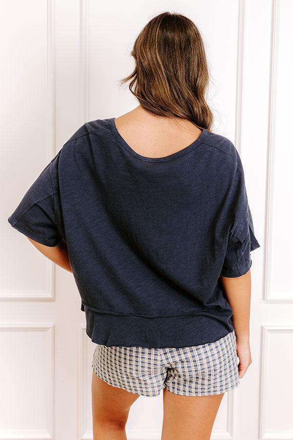 Simple Sway Oversized Crop Tee In Navy Product Image