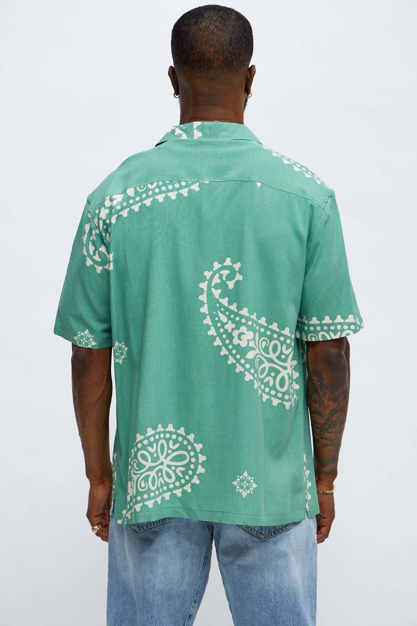 Paisley Rayon Shirt - Sage Male Product Image