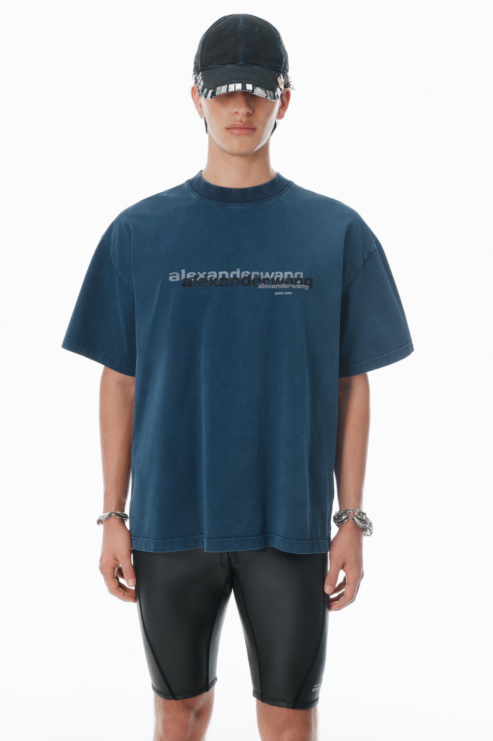 Navy Cotton Oversized Logo Tee Product Image
