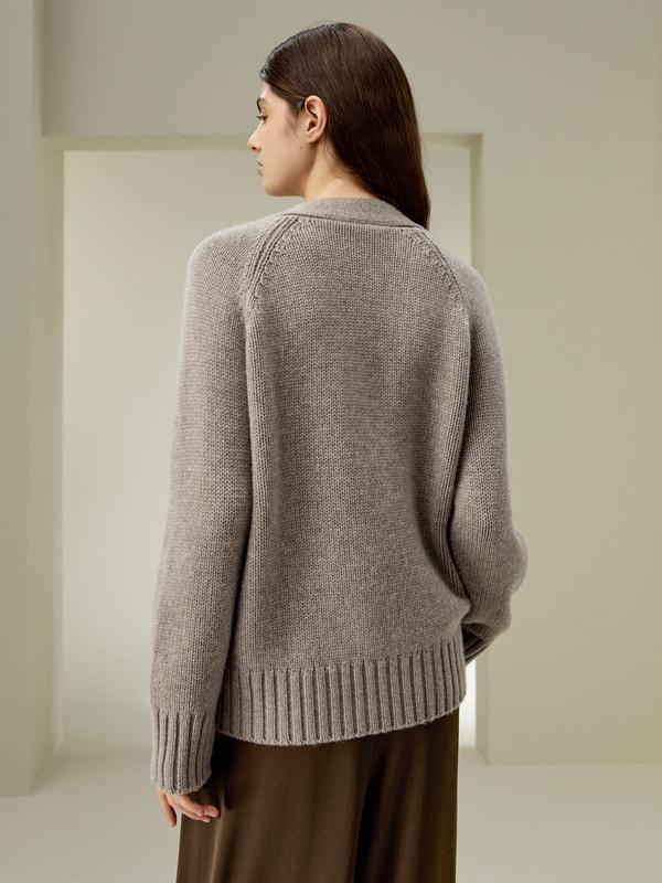 Chunky Knit Wool Cashmere Blend Cardigan Product Image