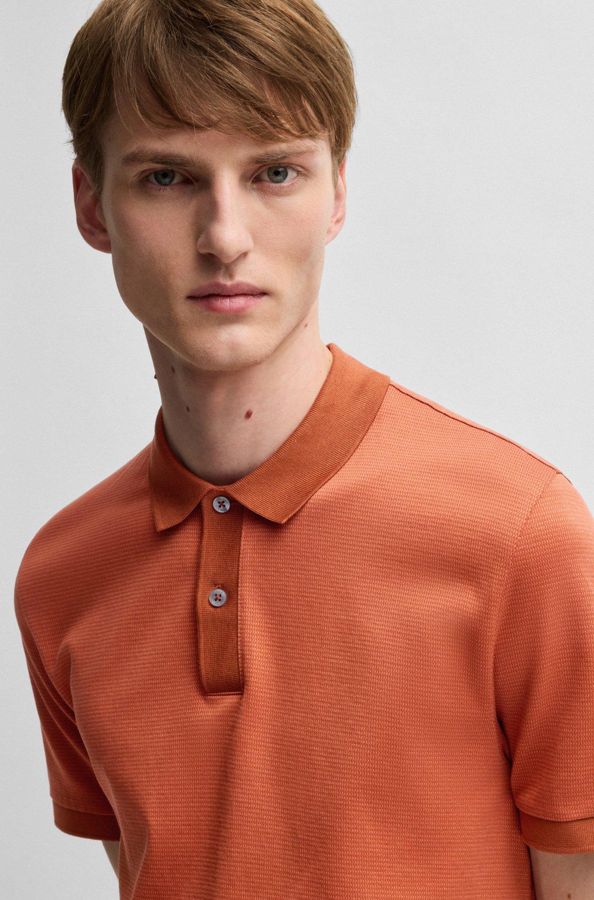 Micro-pattern polo shirt in mercerised cotton Product Image