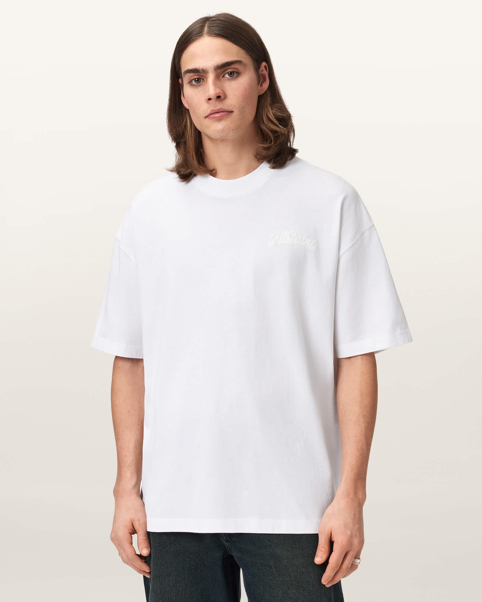 Odyssey Oversized Short Sleeve Crew T-Shirt Optic White | ALLSAINTS US Product Image