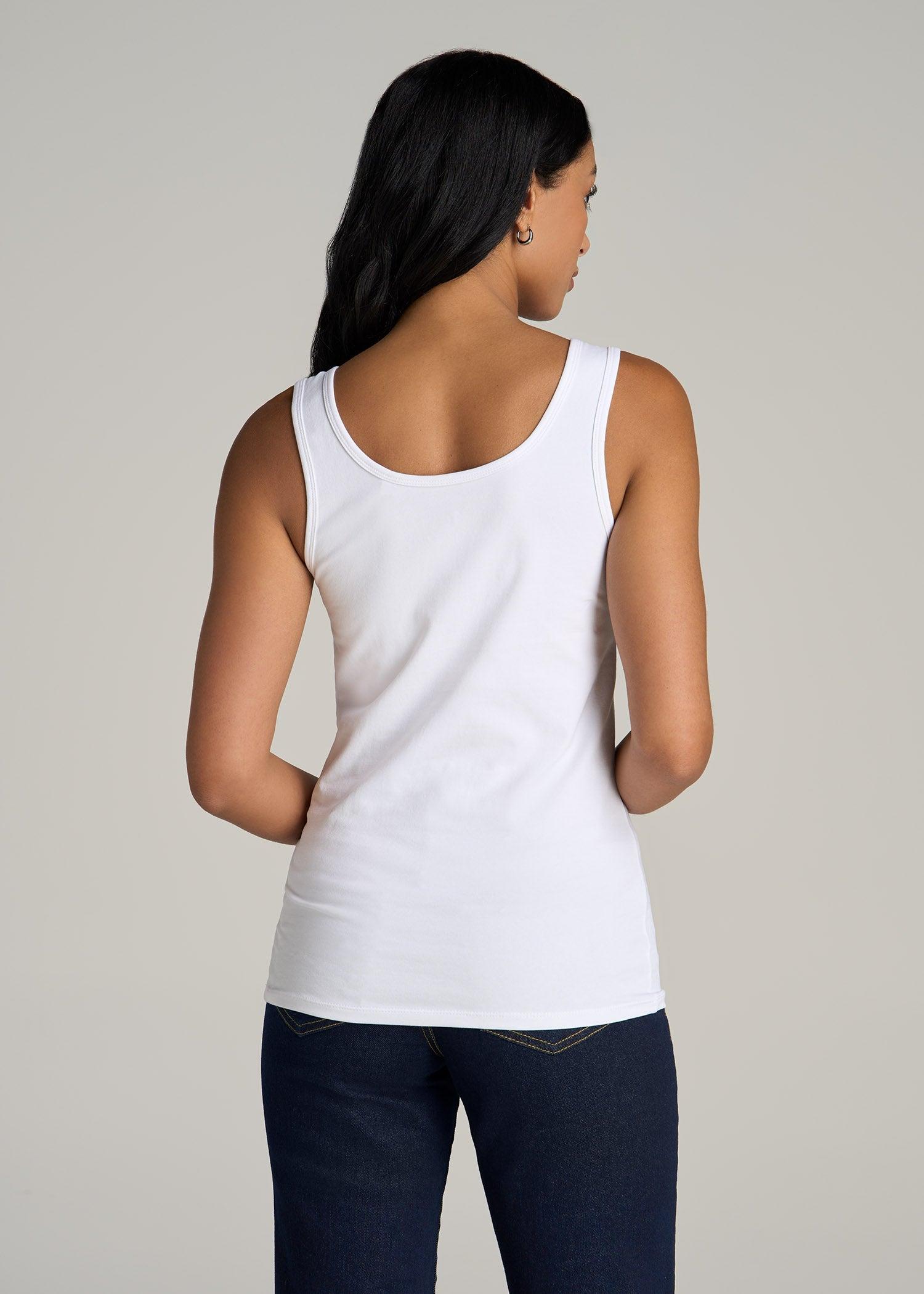 Slim Fit Jersey Tank Top for Tall Women in Bright White Female Product Image