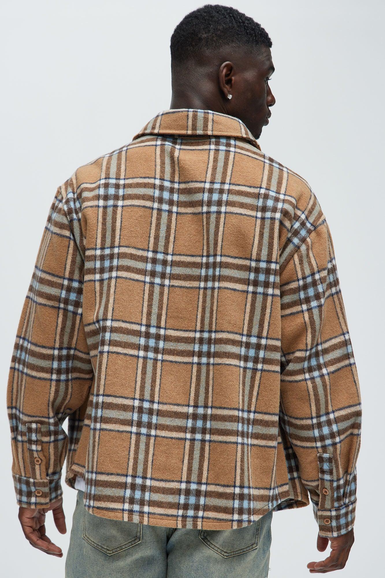 Come See Me Plaid Shacket - Beige Product Image