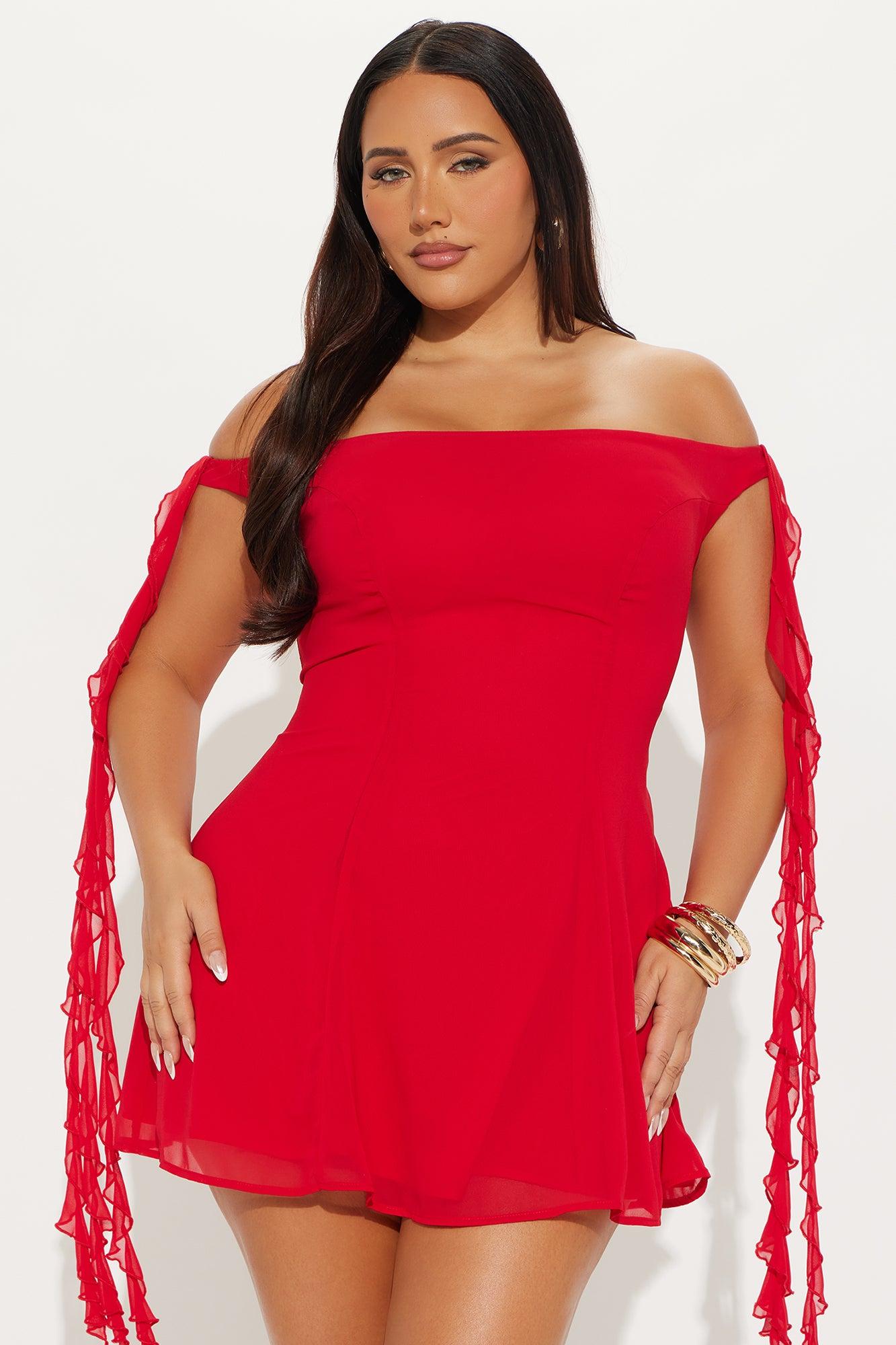 Leilani Ruffle Mini Dress - Red Product Image
