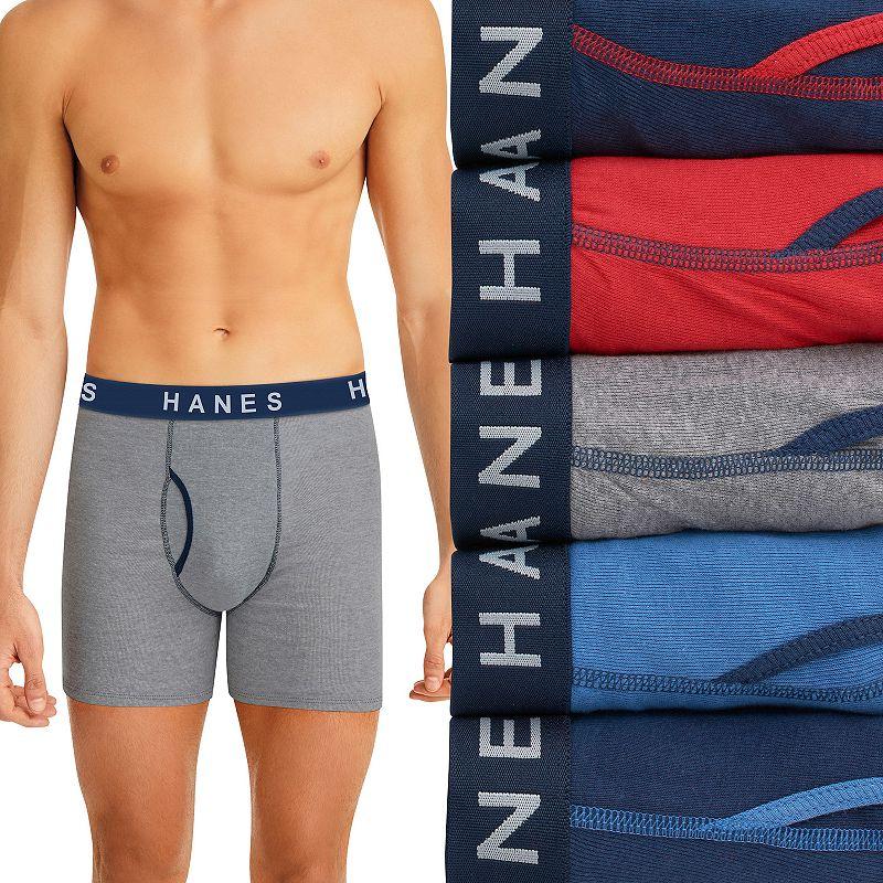 Mens Hanes 5-Pack Ultimate Cotton Boxer Brief Underwear Product Image