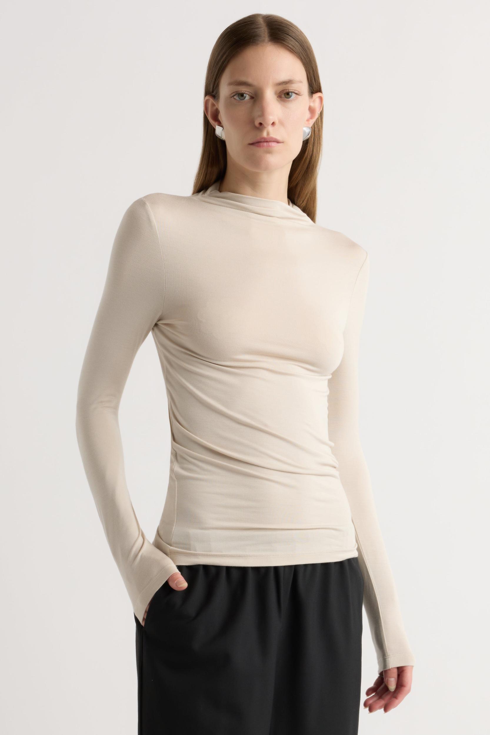 Ava Mock-Neck Long-Sleeve Tee Product Image