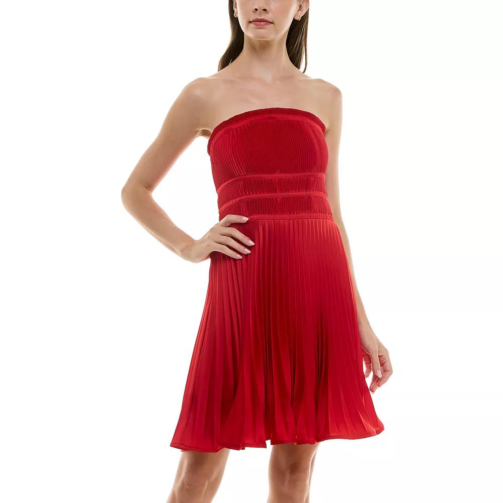 Women's Taylor Strapless Sunburst Pleated Dress,  Product Image