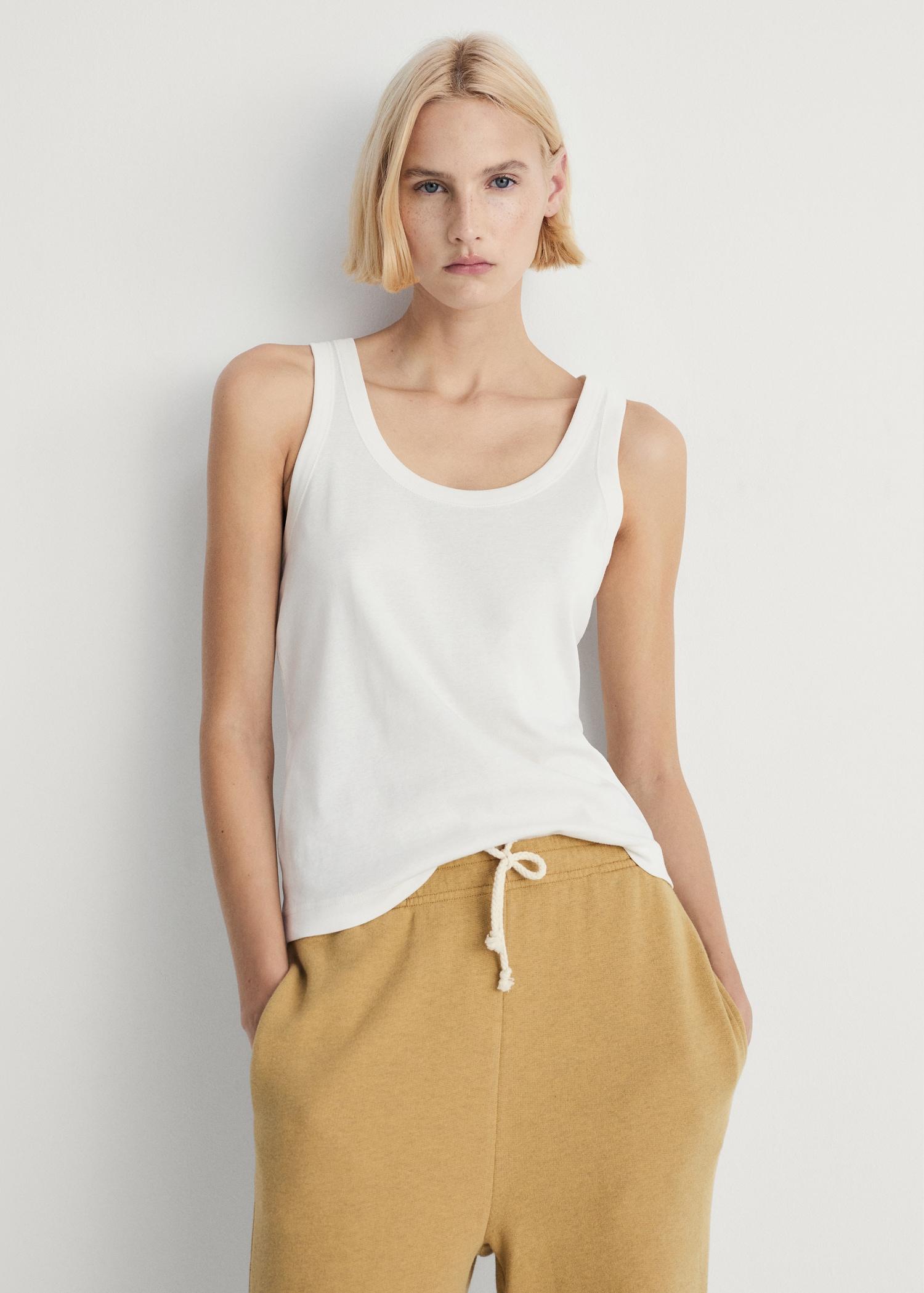Cotton top with straps - Women | MANGO USA Product Image