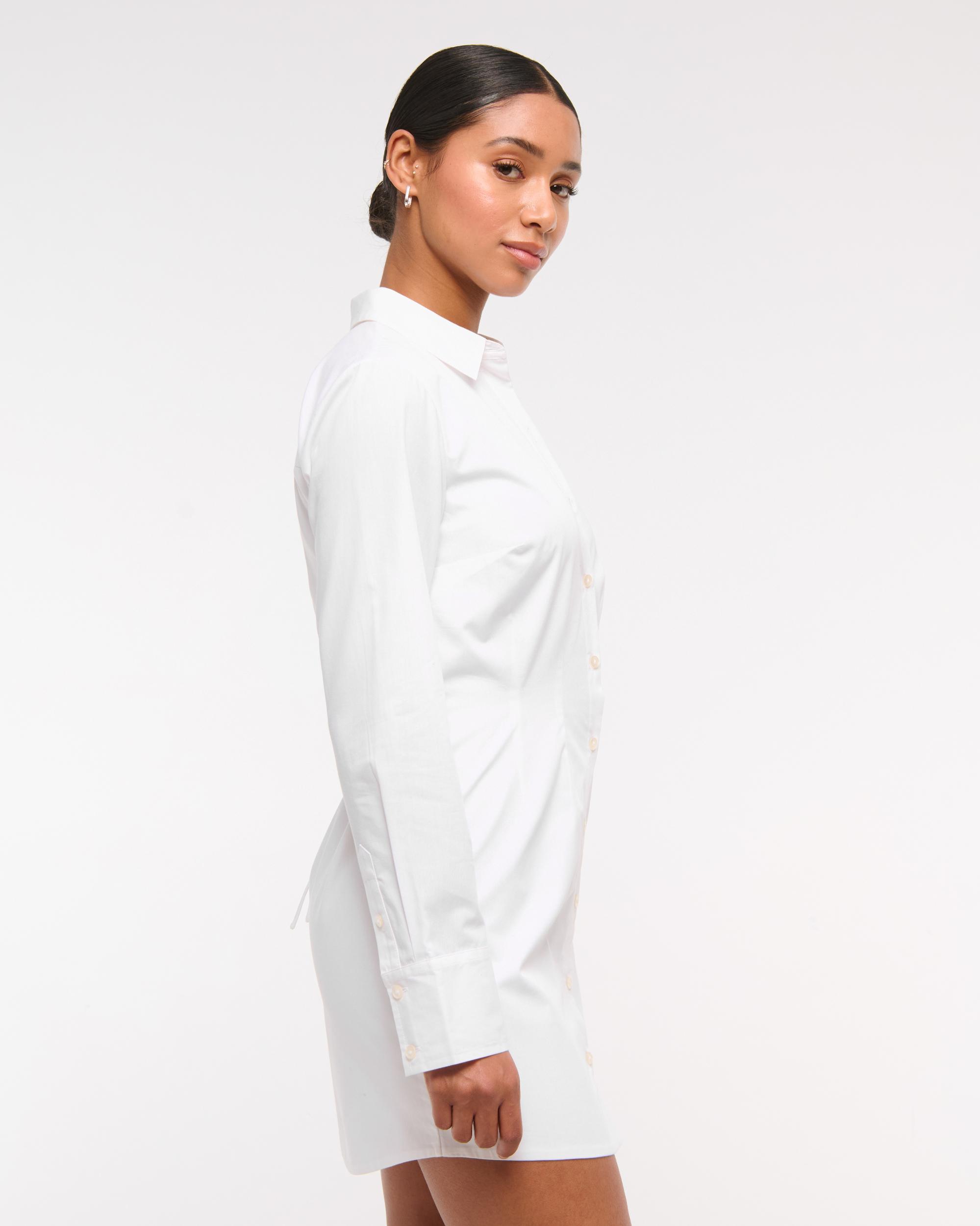 Fitted Long-Sleeve Mini Shirt Dress Product Image