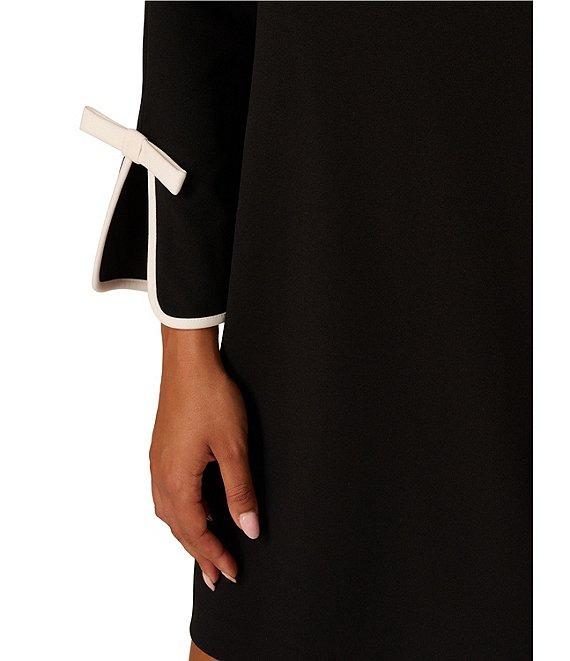Adrianna Papell Crepe Long Sleeve Bow Sheath Dress Product Image