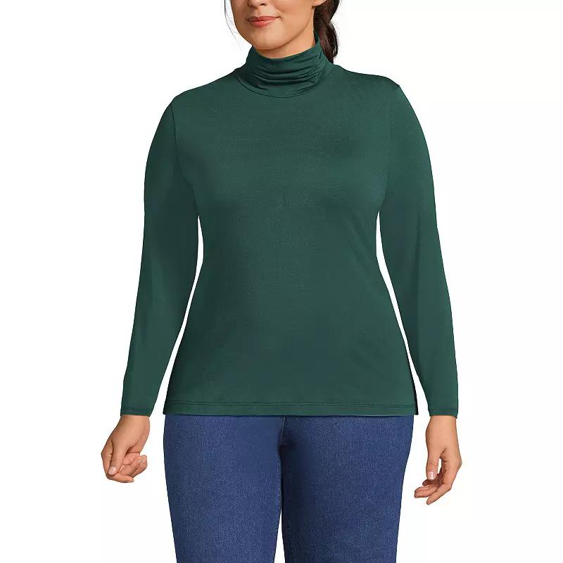 Plus Size Lands' End Lightweight Fitted Long Sleeve Turtleneck, Women's, Size: 1XL, Black Product Image