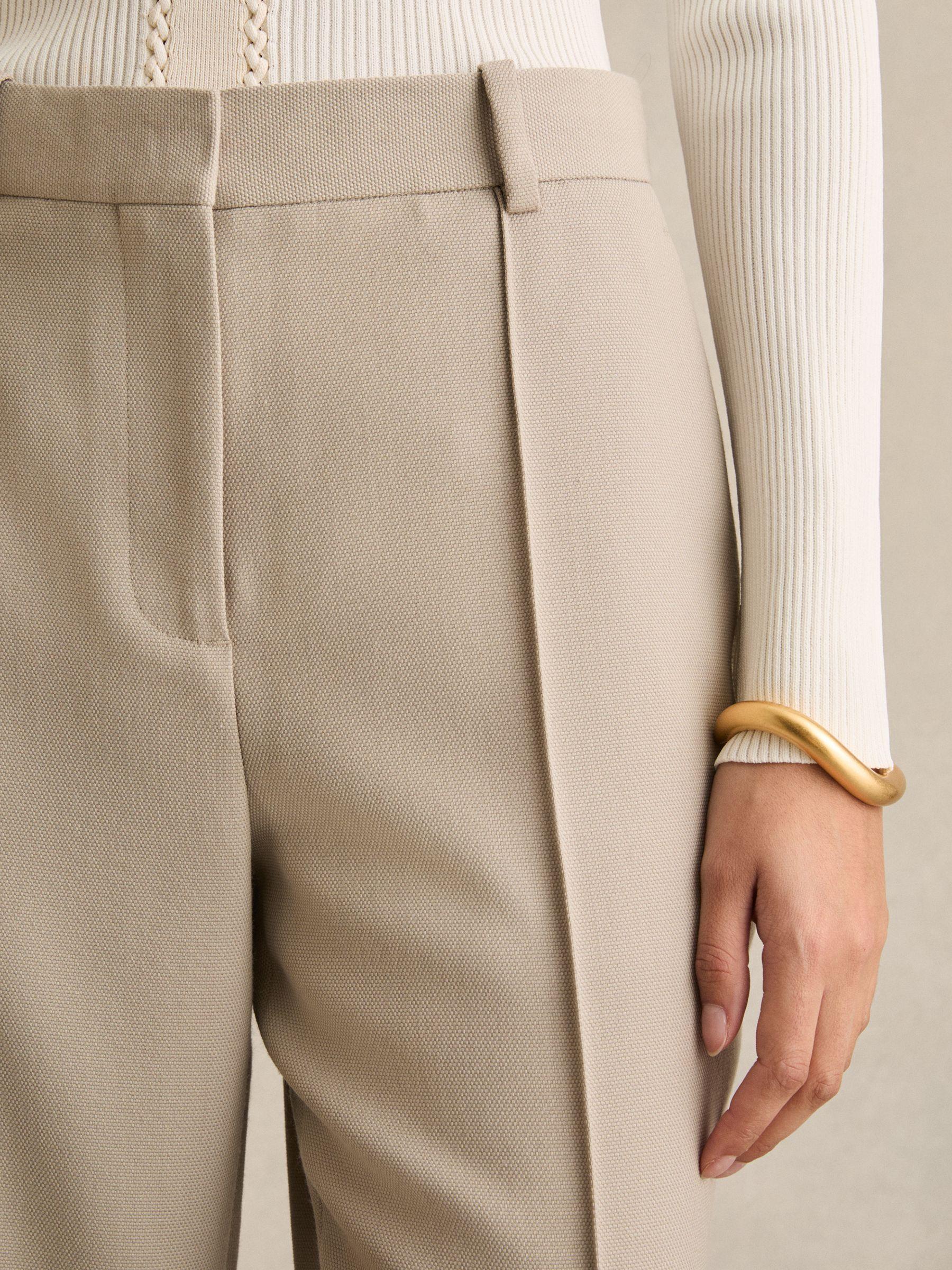 Straight-Leg Textured  Wool-Blend Suit Trousers in Neutral Product Image