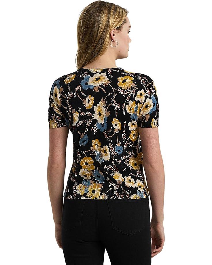 Women's Lauren Ralph Lauren Petite Floral Cotton-Blend Short-Sleeve Sweater Product Image