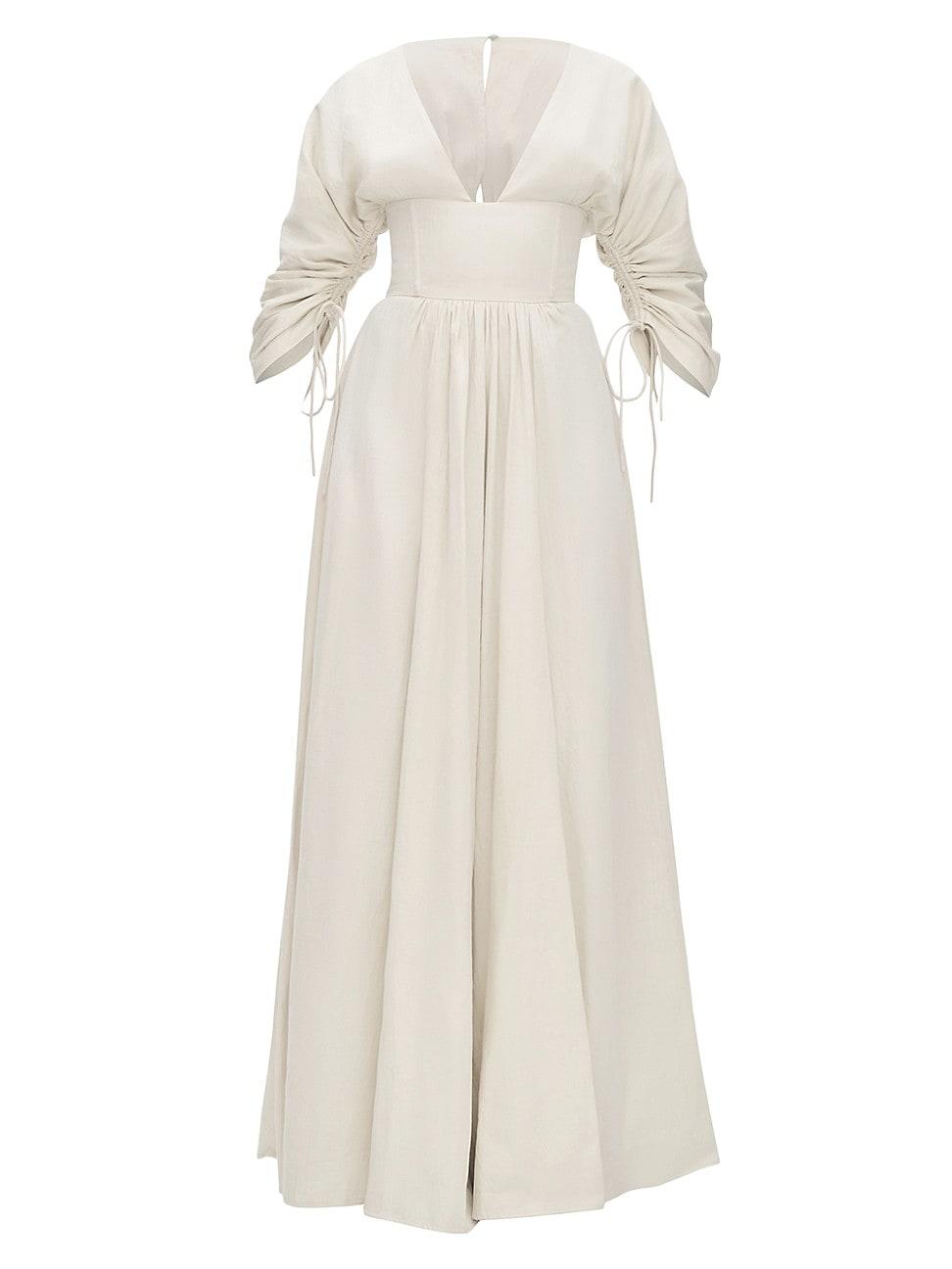 Womens Adelle Cotton Lace-Up Corset Maxi Dress Product Image