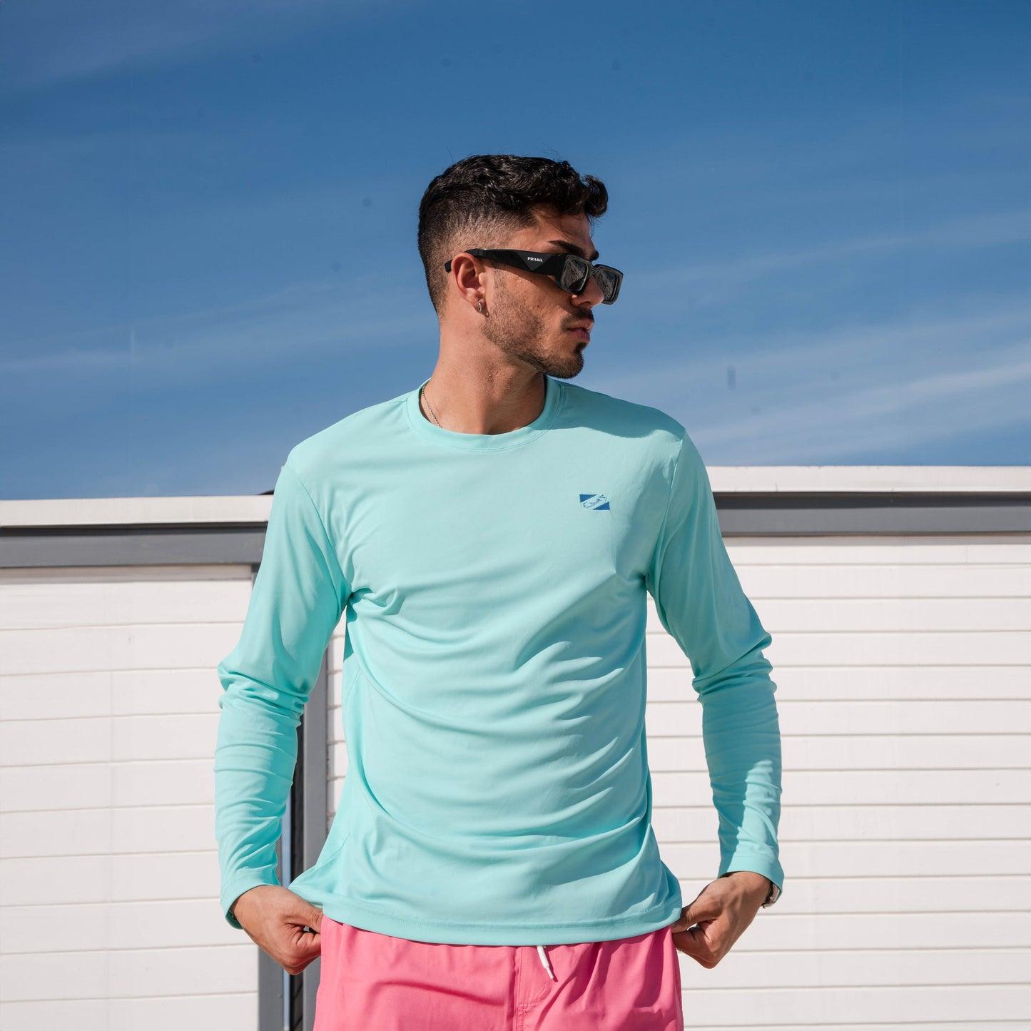 Bermies Men's Aqua Long Sleeve Tee Product Image