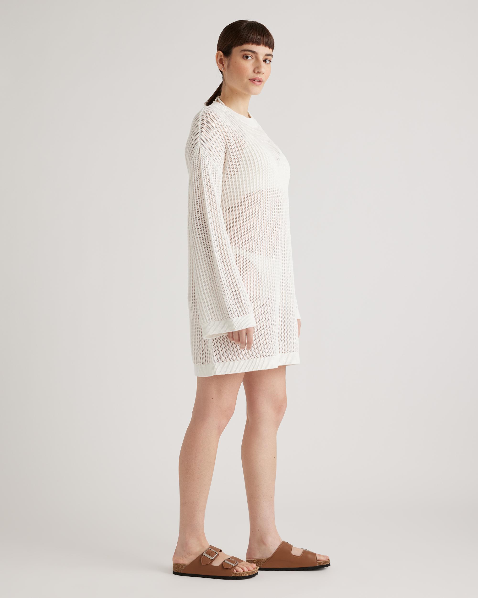 Quince | Women's Open-Knit Long Sleeve Cover-Up Mini Dress Size XS, Organic Cotton Product Image