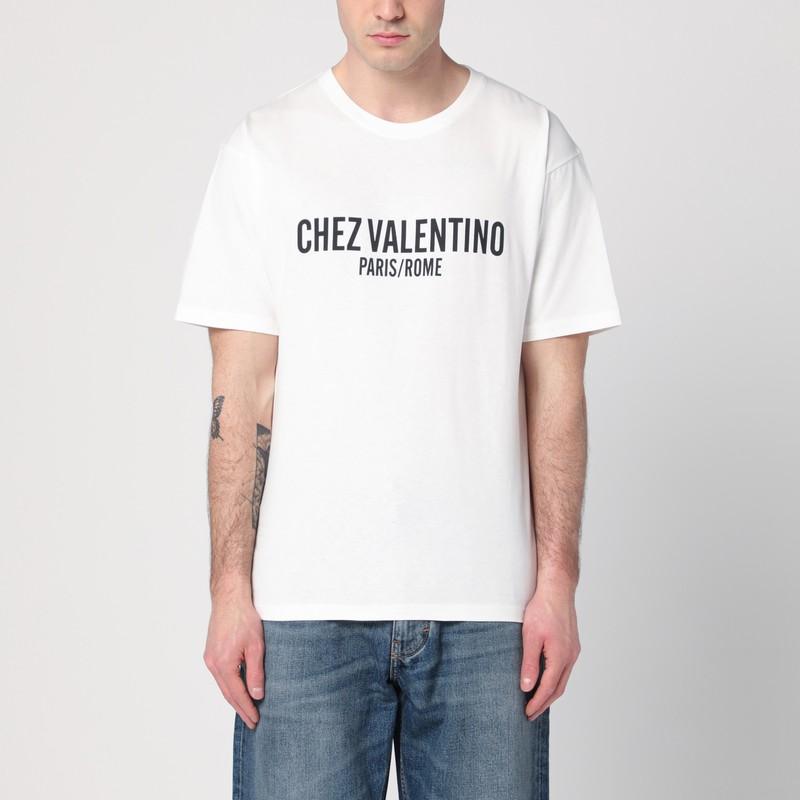 VALENTINO Cotton Crew Neck T-shirt With Graphic Print In White Product Image