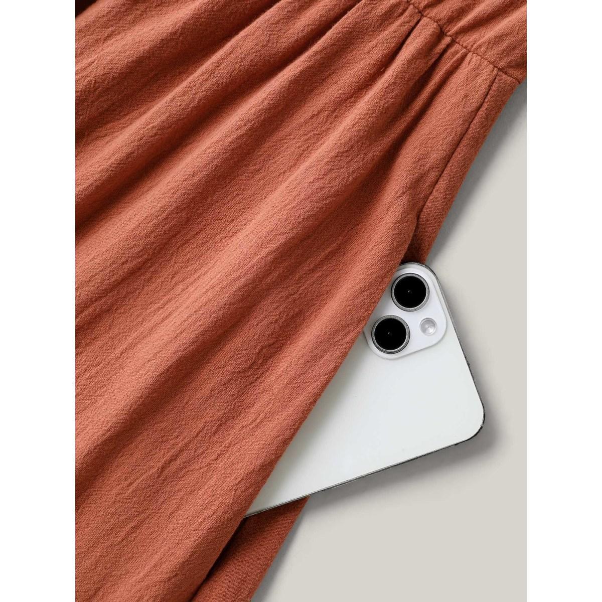 Plus Size Cotton Lace Trim High Low Hem Midi Dress Rust Women V-neck Sleeveless Curvy BloomChic 26/4X Product Image