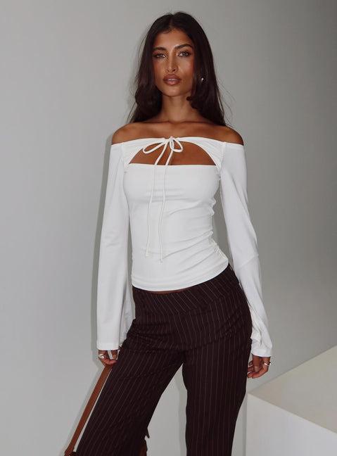 Nevah Long Sleeve Top White Product Image