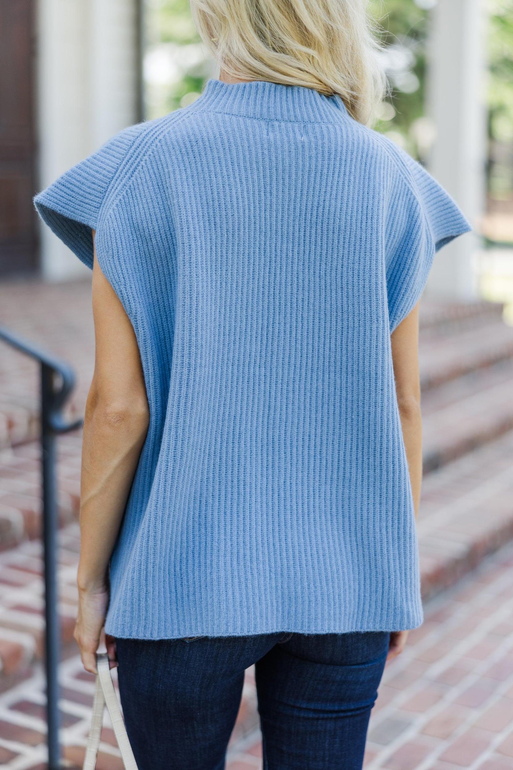 The Slouchy Blue Short Sleeve Sweater Female Product Image