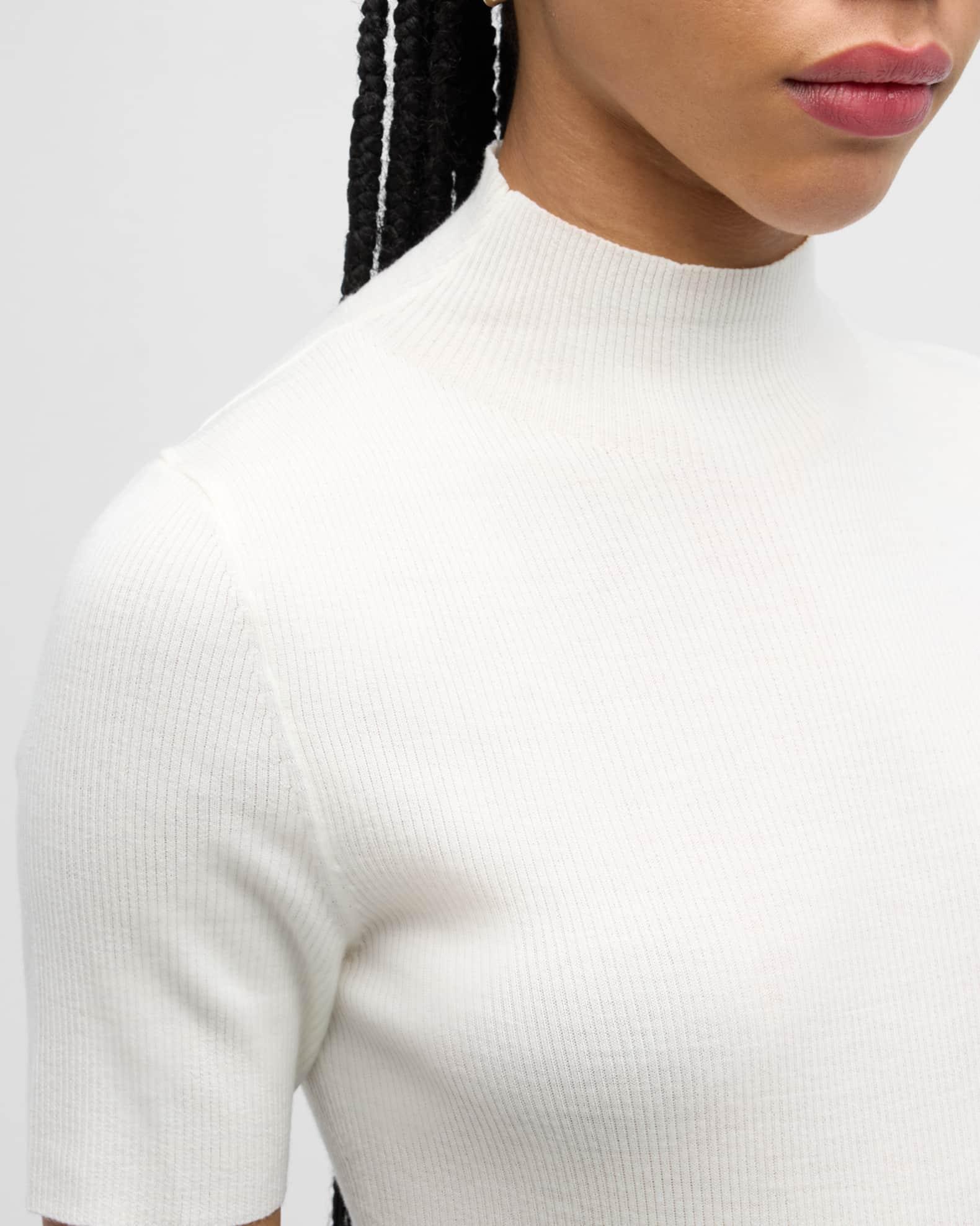 Leenda Regal Merino Wool Short-Sleeve Mock-Neck Top Product Image
