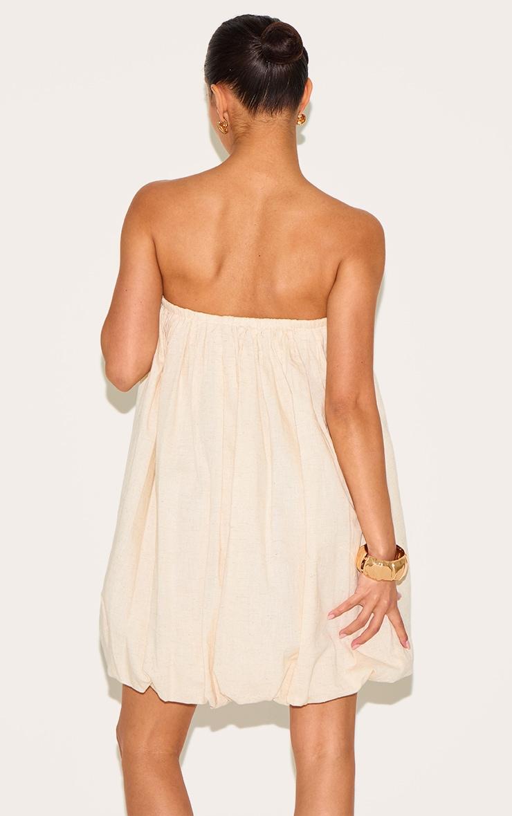 Petite Stone Linen Look Bandeau Puffball Mini Dress Product Image