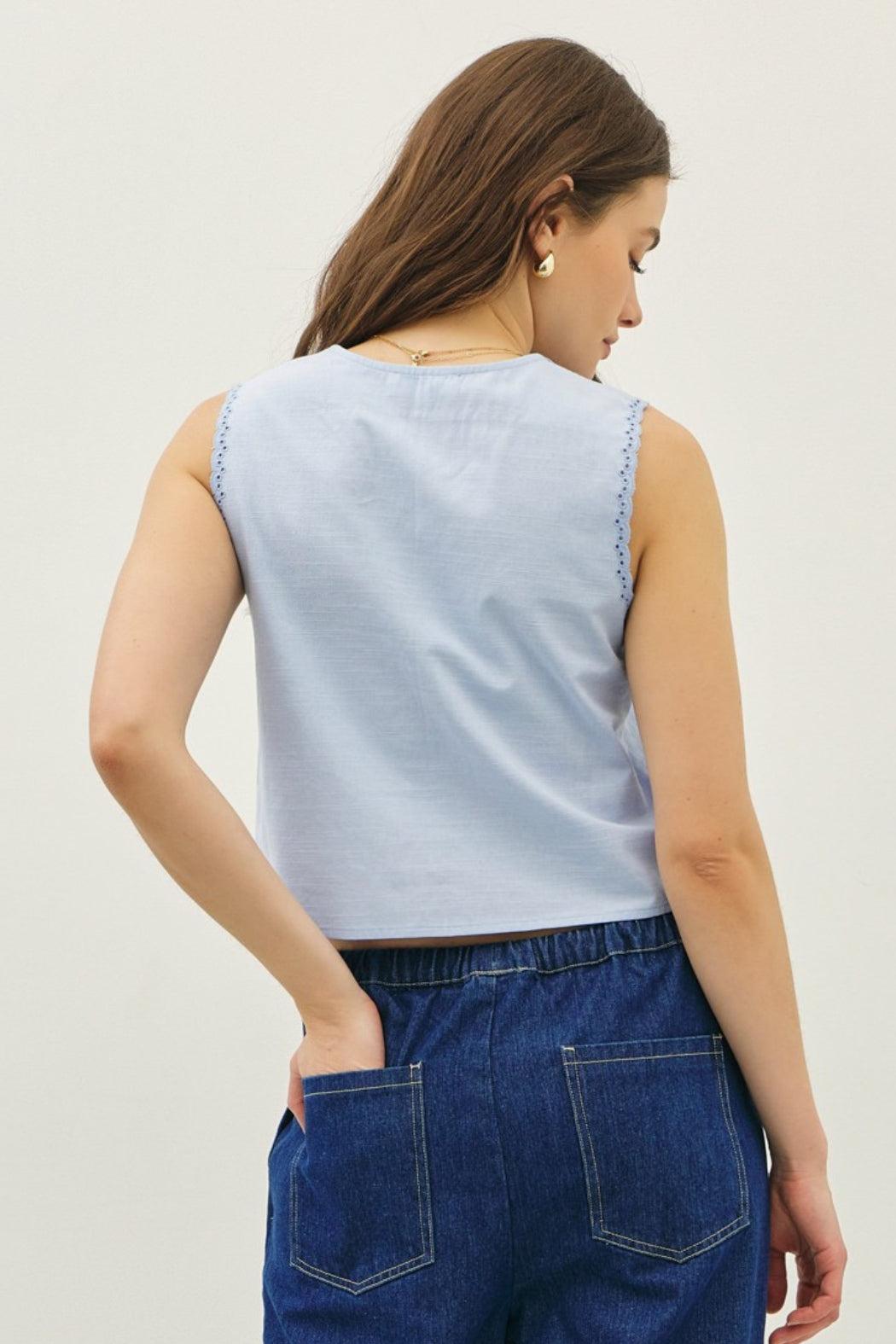 Eyelet Tie Front Vest Top Product Image