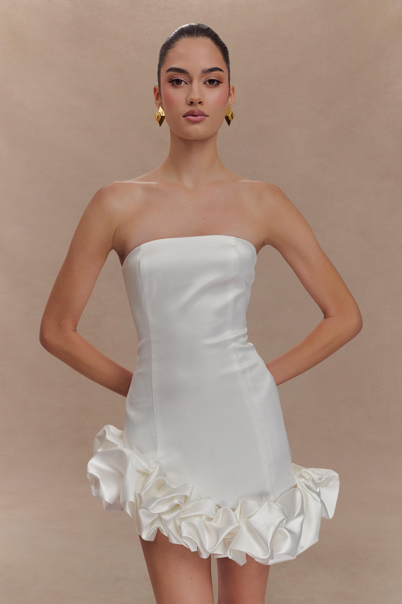 Alba Bubble Mini Dress - White Product Image