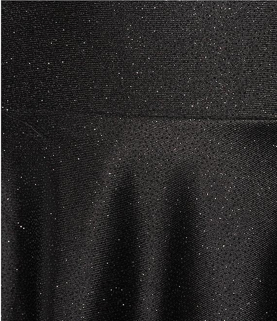 Honey and Rosie Glitter Knit Round Neck Tiered Mini Dress Product Image