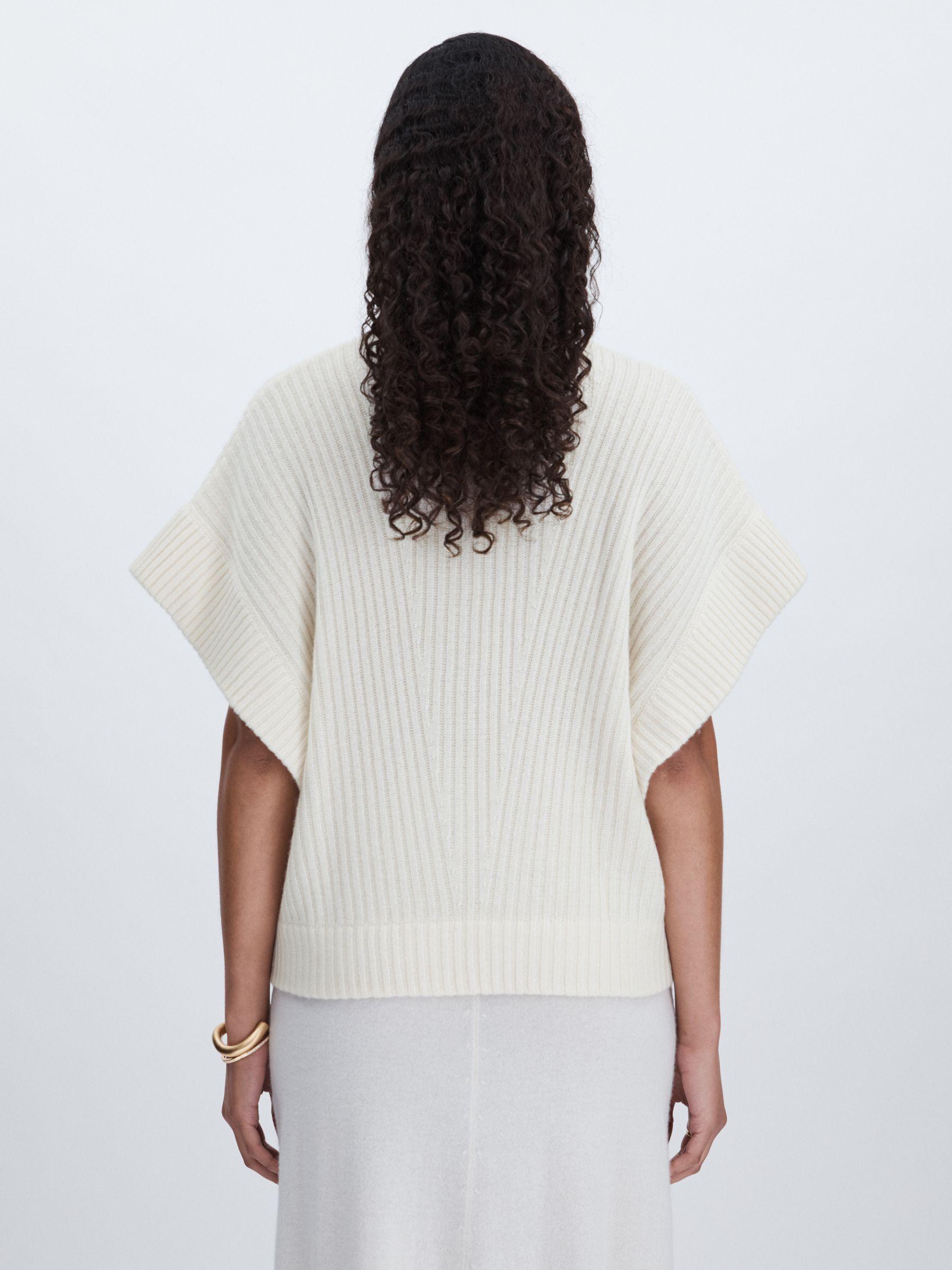 Wool Cashmere Ribbed Top in Cream Product Image