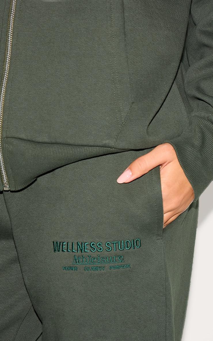 Khaki Premium Embroidered Oversized Wide Leg Sweatpants Product Image