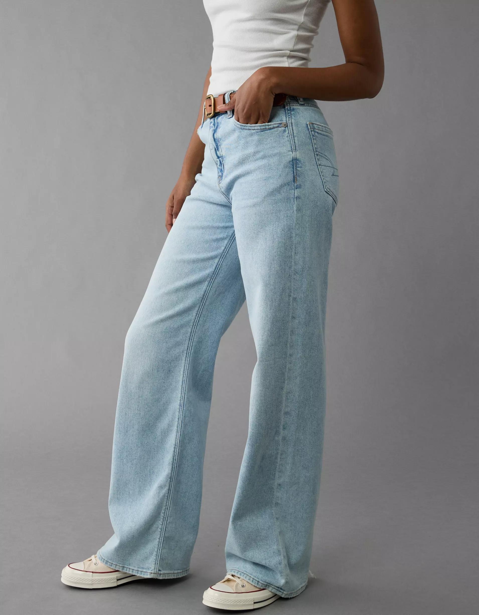 AE Dreamy Drape Stretch Super High-Waisted Baggy Wide-Leg Jean Product Image
