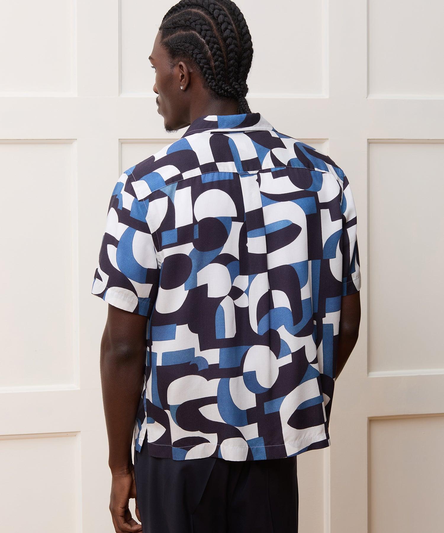 Cropped Rayon Camp Collar Shirt Product Image