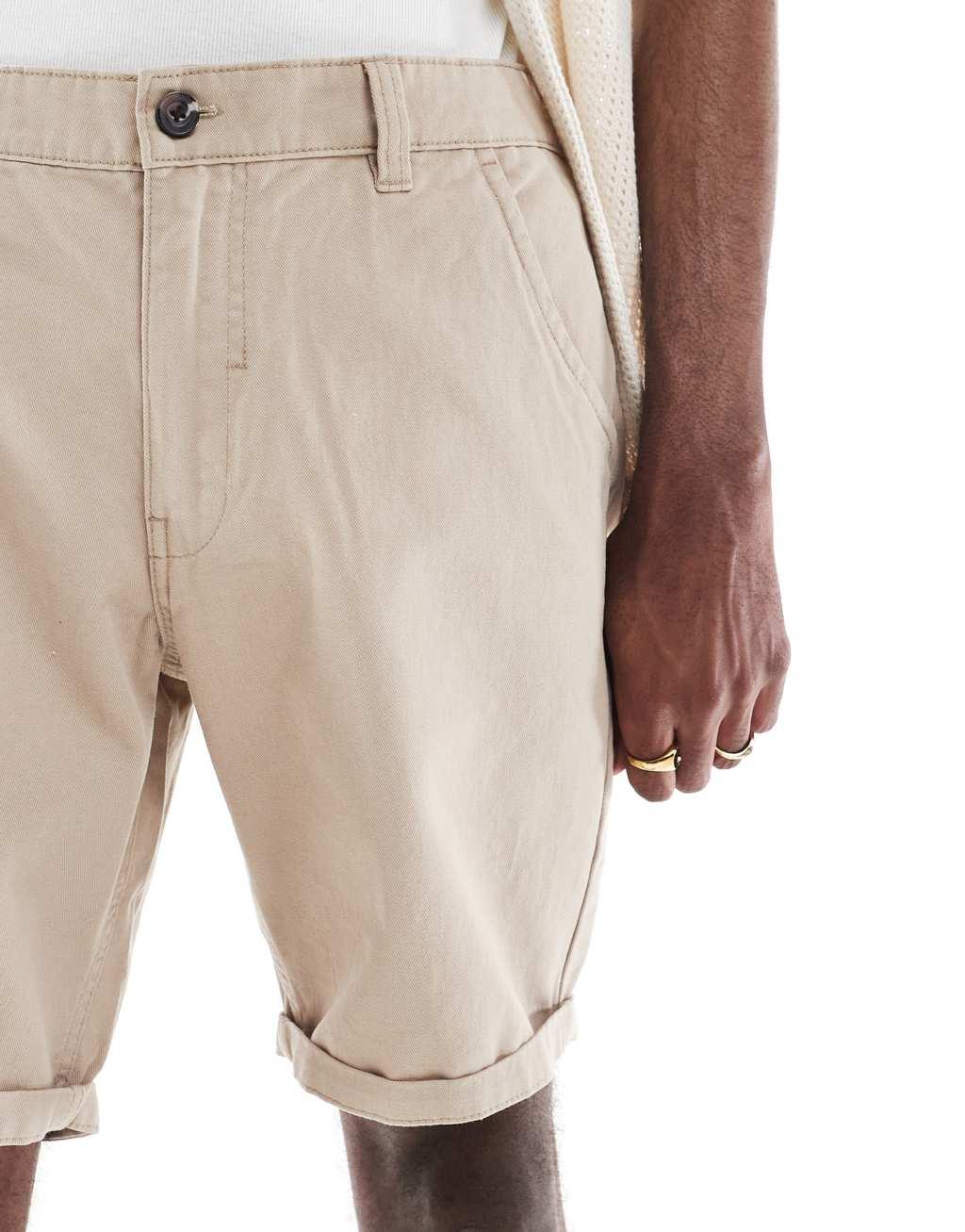 Brave Soul chino shorts in stone Product Image