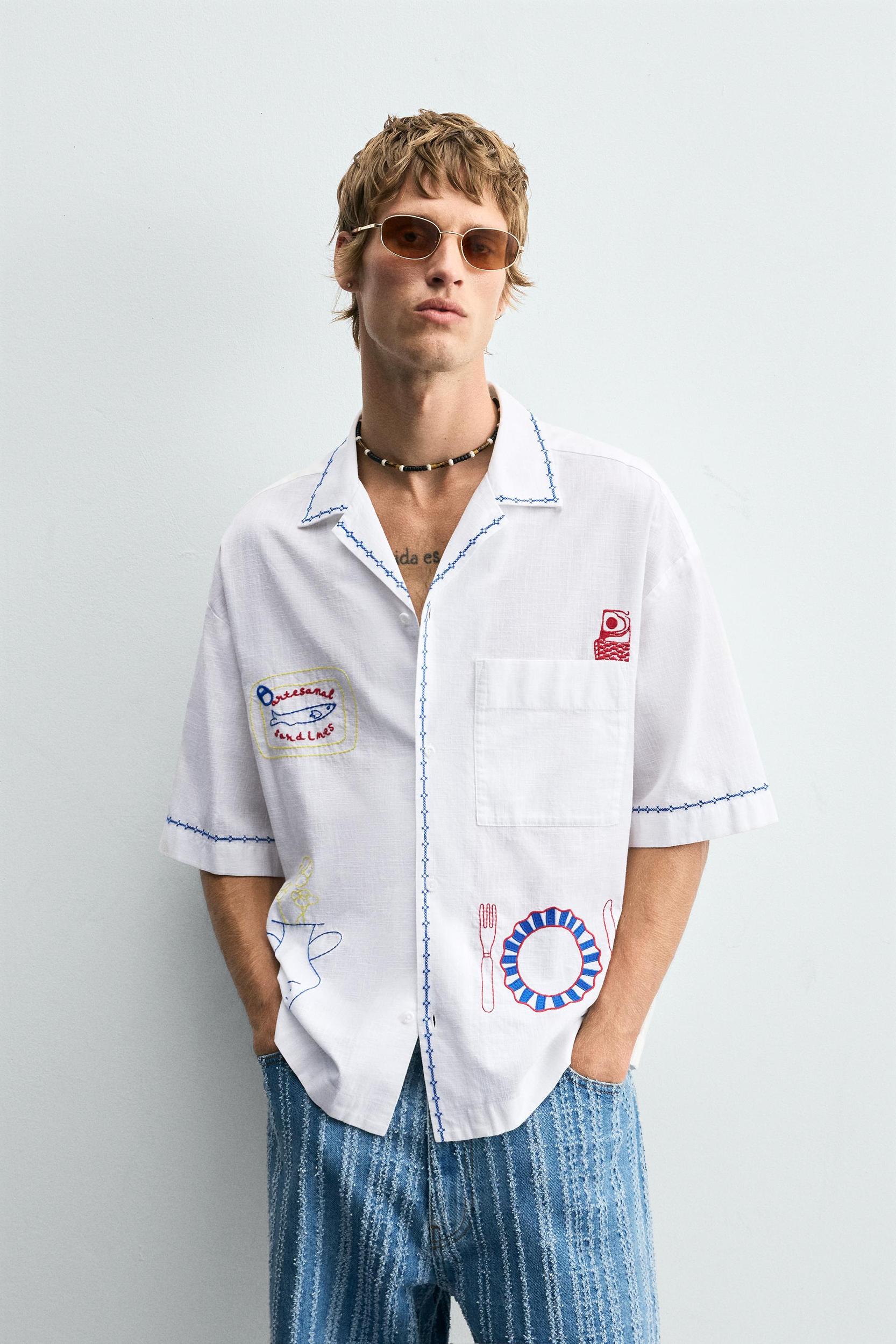 CONTRAST EMBROIDERY SHIRT Product Image