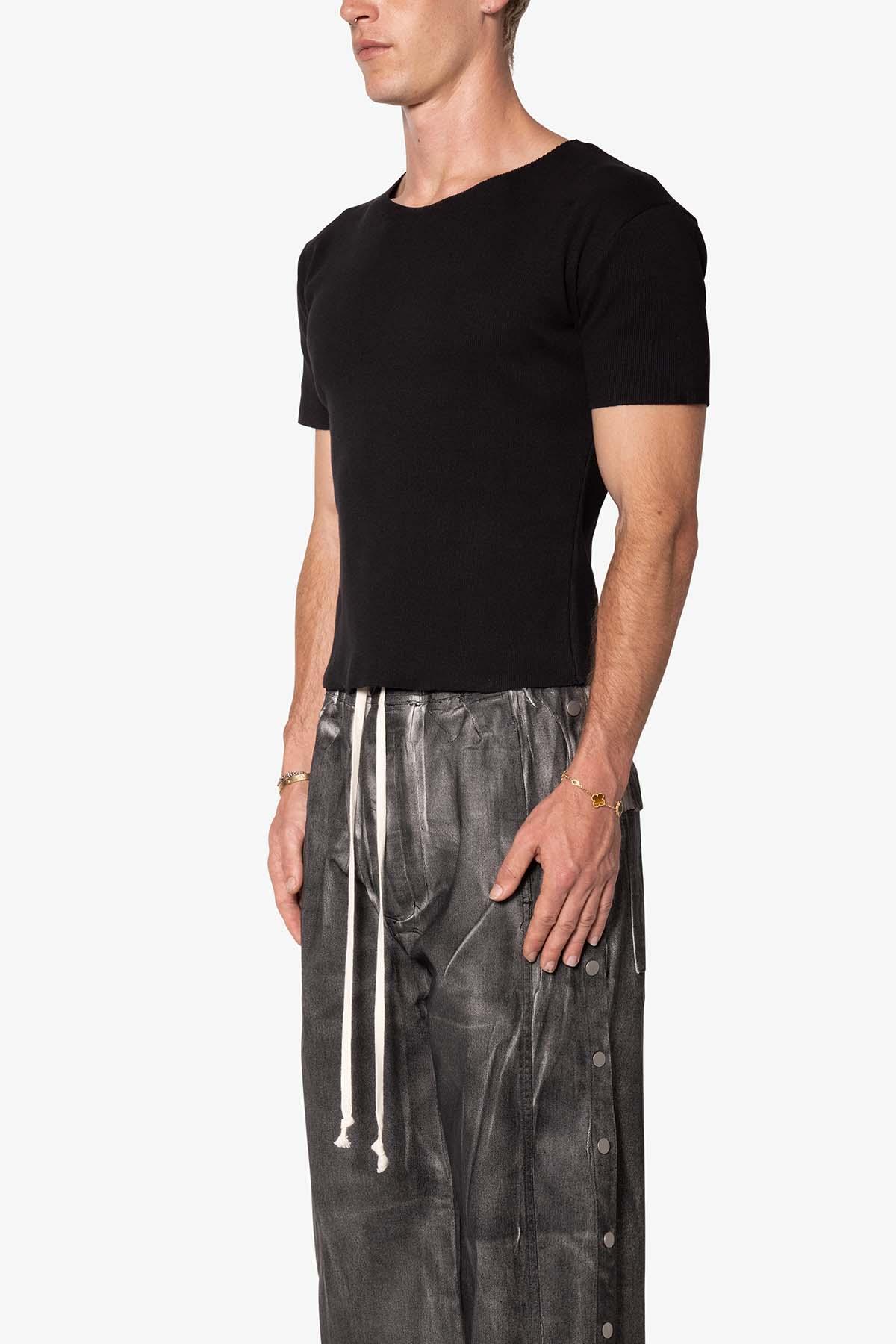 Fitted Ribbed Tee - Black Product Image