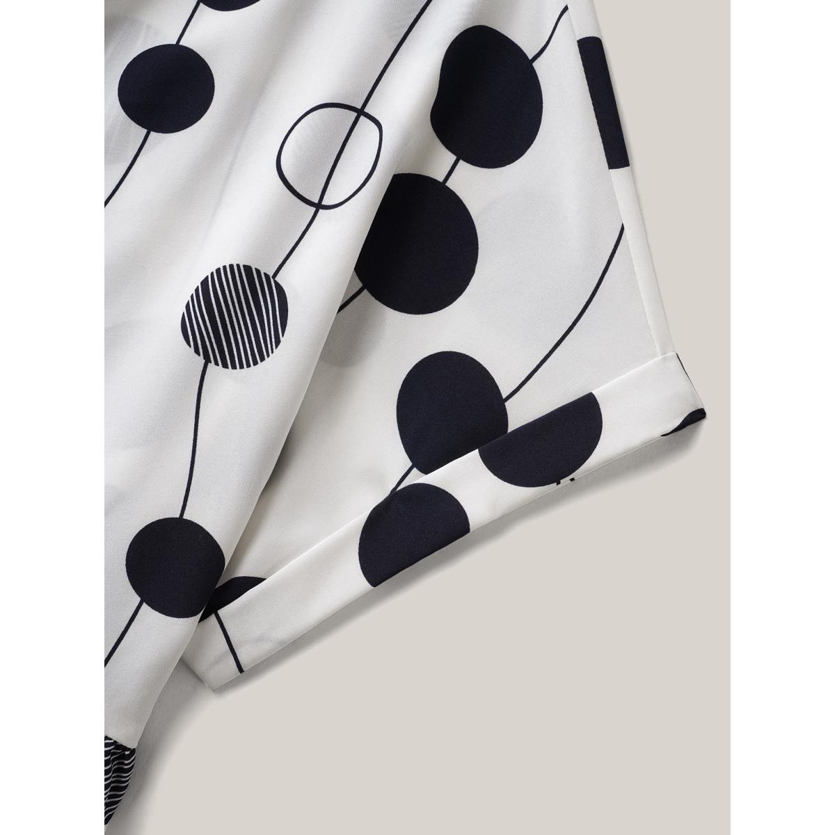 Plus Size Indigo Polka Dots Print Dolman Sleeve Babydoll Top Women Short sleeve Round Neck Work Blouses BloomChic 12/L Product Image